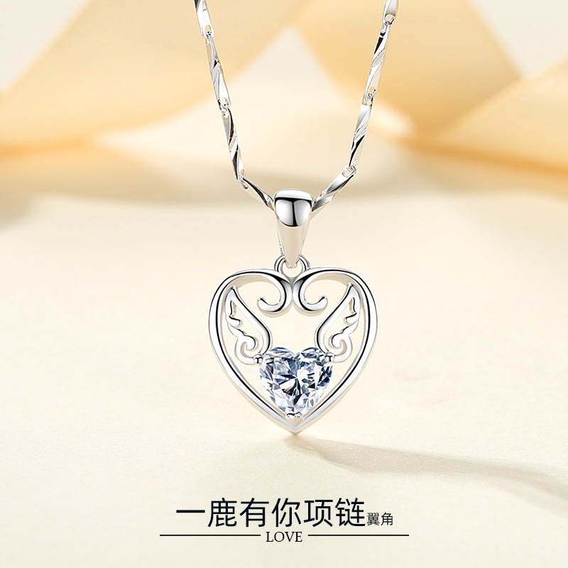 Plata pura 999 collar de plata esterlina las mujeres un ciervo tiene su clavícula joyería regalo vacaciones amor colgante al por mayor