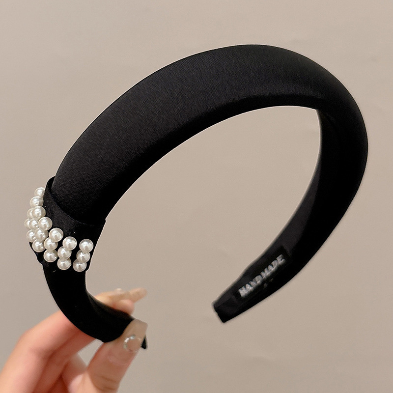 Brazo de cabello negro plegado para mujeres retro francés alto cráneo de borde ancho brazo de cabello de compresión para el cabello Bundle para el cabello fuera de la guarnición universal image 86