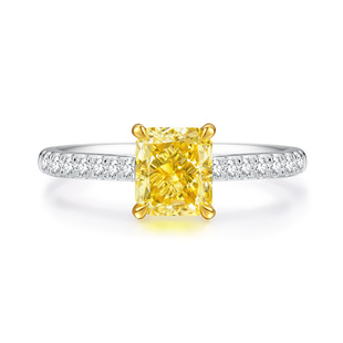 Light Luxury 18K Gold Inlaid Yellow Diamond Ring 1 Carat Wedding Ring Empty Sugar Cube Colored Diamond Cultured Diamond Platinum Ring for Women
