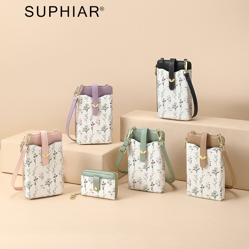 Diseño original 2025 transfronterizo nuevo estilo pequeño Xiangfeng bolso para teléfono móvil para mujer flor mochila para teléfono móvil bolso diagonal para mujer