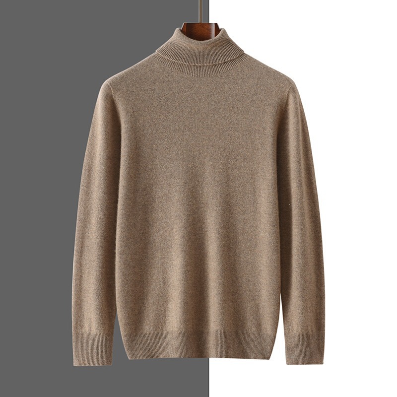 Cross-border men's high-collar cashmere sweater, new autumn and winter style, knitted long-sleeve, comfortable, versatile, plus-size pullover, warm