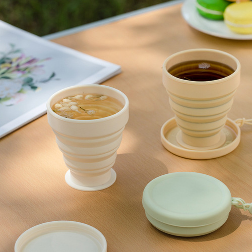 Folding water cup portable outdoor camping travel mouthwash cup food-grade silicone expandable compressible toothbrush cup