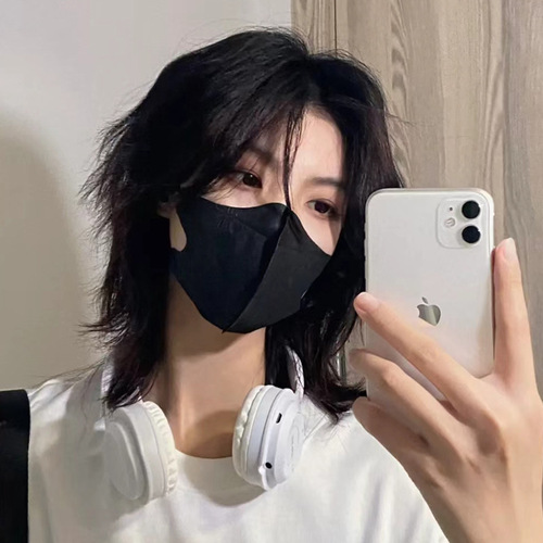 Cheng Ming wig men's black brown short hair handsome wolf tail can be tied mullet head neutral natural simulation full head cover style