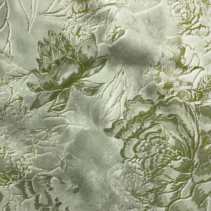 2024 nuevos productos de seda de morera satin verde de flor de rampa 100% seda seda de moda falda de tela FD6535