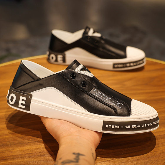 European Station Fashion Men's Shoes 2023 Summer New Casual Sneakers Trendy All-match Lazy Foot Driving White Shoes