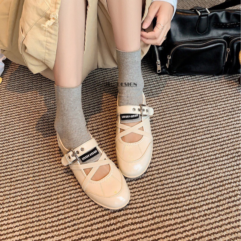 Women's 2026 new style flat, versatile, retro, cross-strap, sporty Mary Jane shoes with inner height-increasing feature made of top-grain cowhide Women's 2026 new style flat, versatile, retro, cross-strap, sporty Mary Jane shoes with inner height-increasing feature made of top-grain cowhide