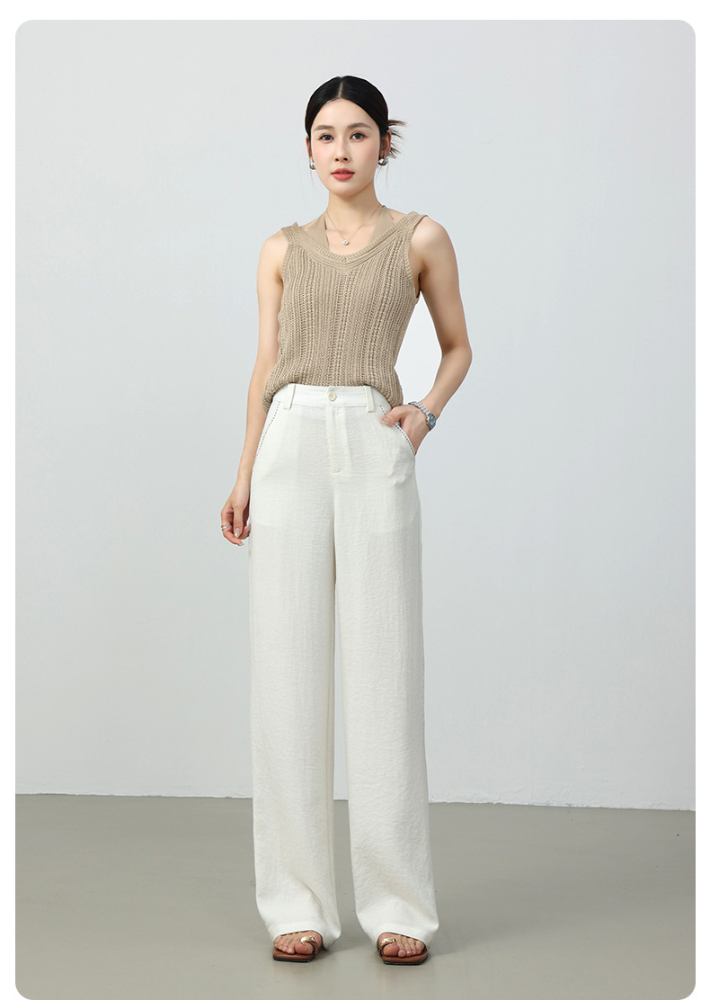 Quần culottes nữ ống rộng cạp cao vải lanh pha mùa hè — Màu sắc chi tiết 21