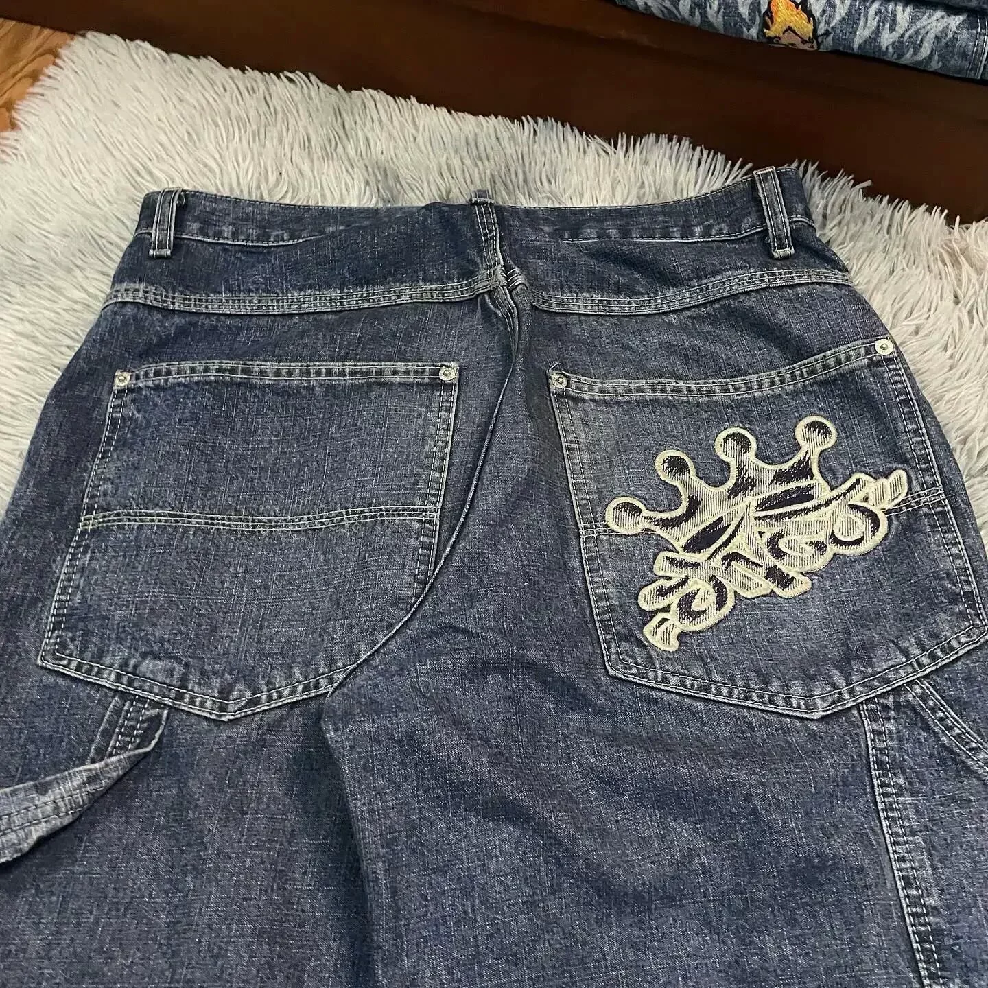 Джинсы (JNCO) мужские Harajuku хип‑хоп ретро с черепом, уличный Y2K стиль