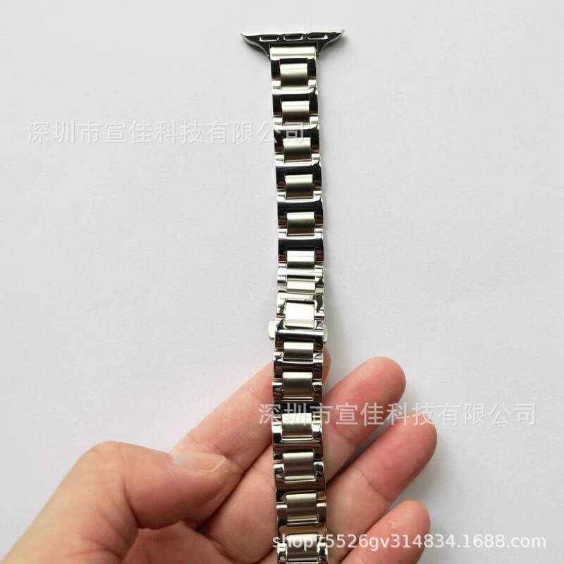 Suitable for Apple watch khaki blue balloon small waist stainless steel strap 14MM slim strap Suitable for Apple watch khaki blue balloon small waist stainless steel strap 14MM slim strap