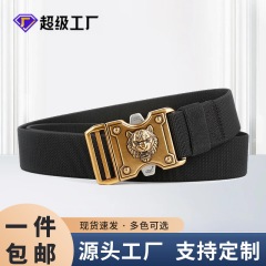 クロスボーダー卸売メンズベルト合金ダブルカードスロットクイックバックル弾性ベルトタイガーヘッド横暴なトレンディな戦術パンツベルト