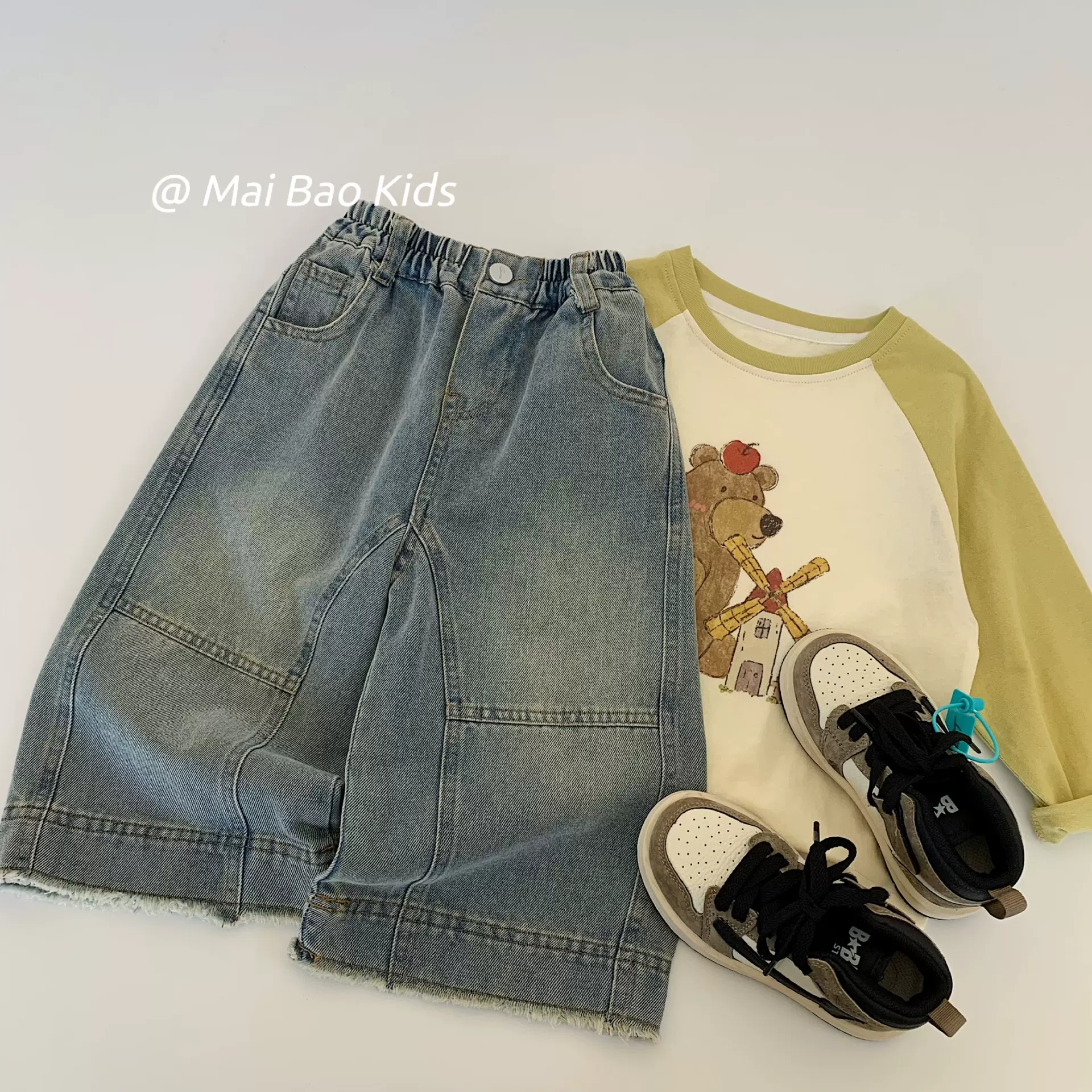 麦宝儿童牛仔裤2025秋季韩版潮酷男童牛仔服洋气春秋款宽松休闲裤