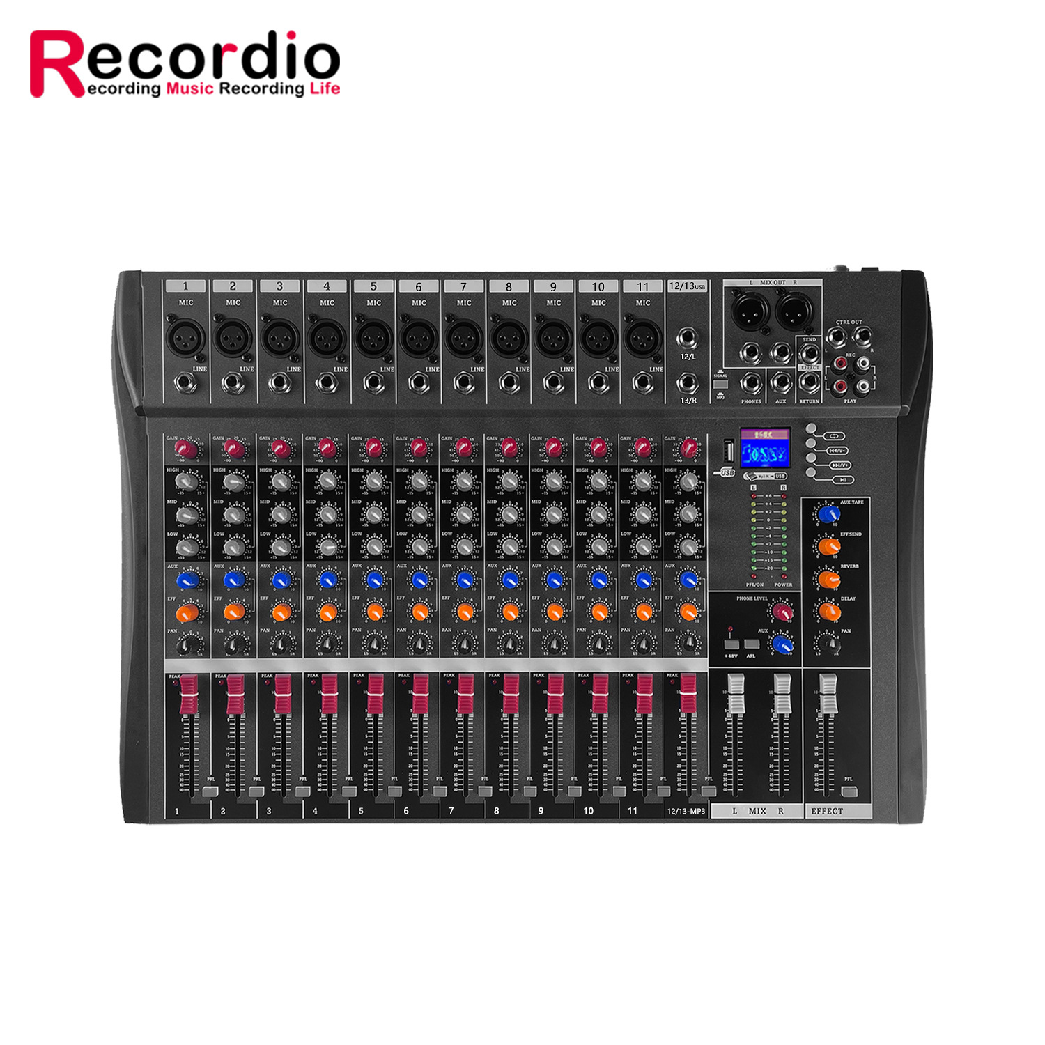 批发供应12通道带48V幻想电源调音台专业舞台USB蓝牙混响调音台