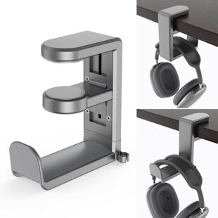 2023 New Model Under-Desk Punch-Free Headphone Stand, 360-Degree Rotatable with Handle Stand, Manufacturer in Stock