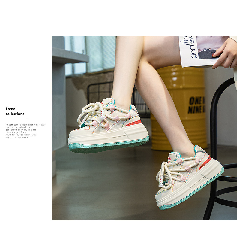 Damen Skateboard Sneaker Bunte Freizeitschuhe Mit Plateau_voghion.com