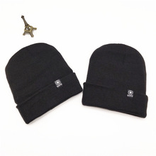 帽子男冬季黑色毛线帽加绒加厚户外防寒帽净色休闲保暖护耳套头帽