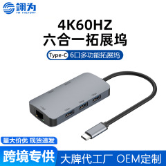 クロスボーダーType-C to HDMI to ギガビットLANポート拡張ドック 6-in-1多機能拡張ドック 高画質4K60Hz