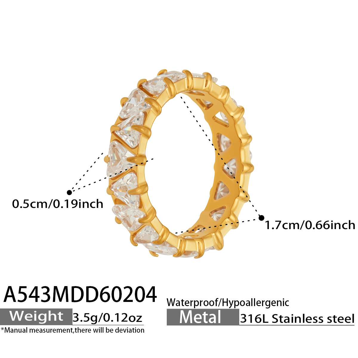 Elegant Exquisite Claw-set Triangular Zirconia Full-diamond Ring, Available Multiple Sizes, A Popular Fashion Stainless_voghion.com