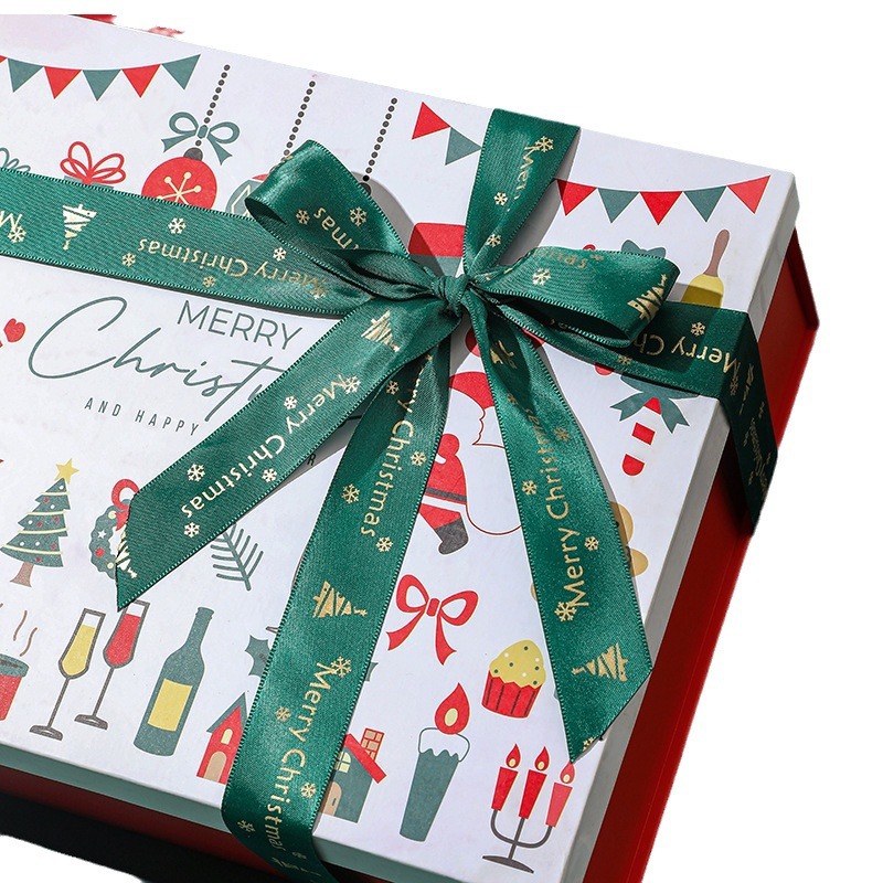 Caja de regalo de Navidad color rojo impresión Santa Claus tapa caja de regalo bufanda de Navidad guantes caja de embalaje image 7