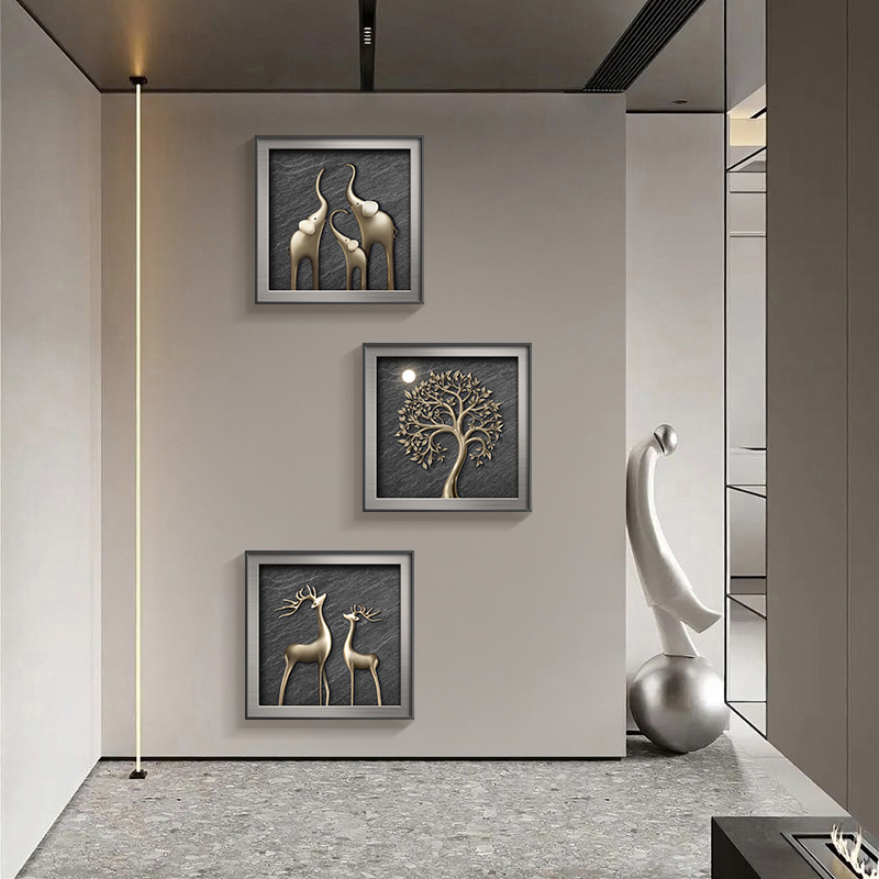 Pintura decorativa de alto nivel, pasillo de entrada de lujo moderno, pinturas murales combinadas, restaurantes tridimensionales, pinturas colgadas en la atmósfera