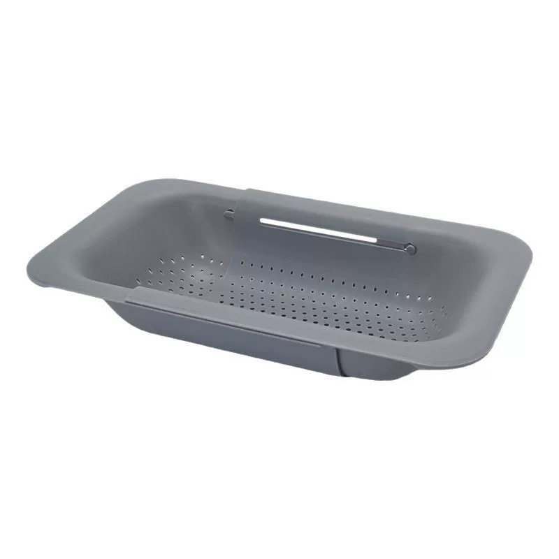 Adjustable Plastic Sink Drain Rack – Extendable, Grey, Telescopic, Multi-Use for Fruits & Vegetables