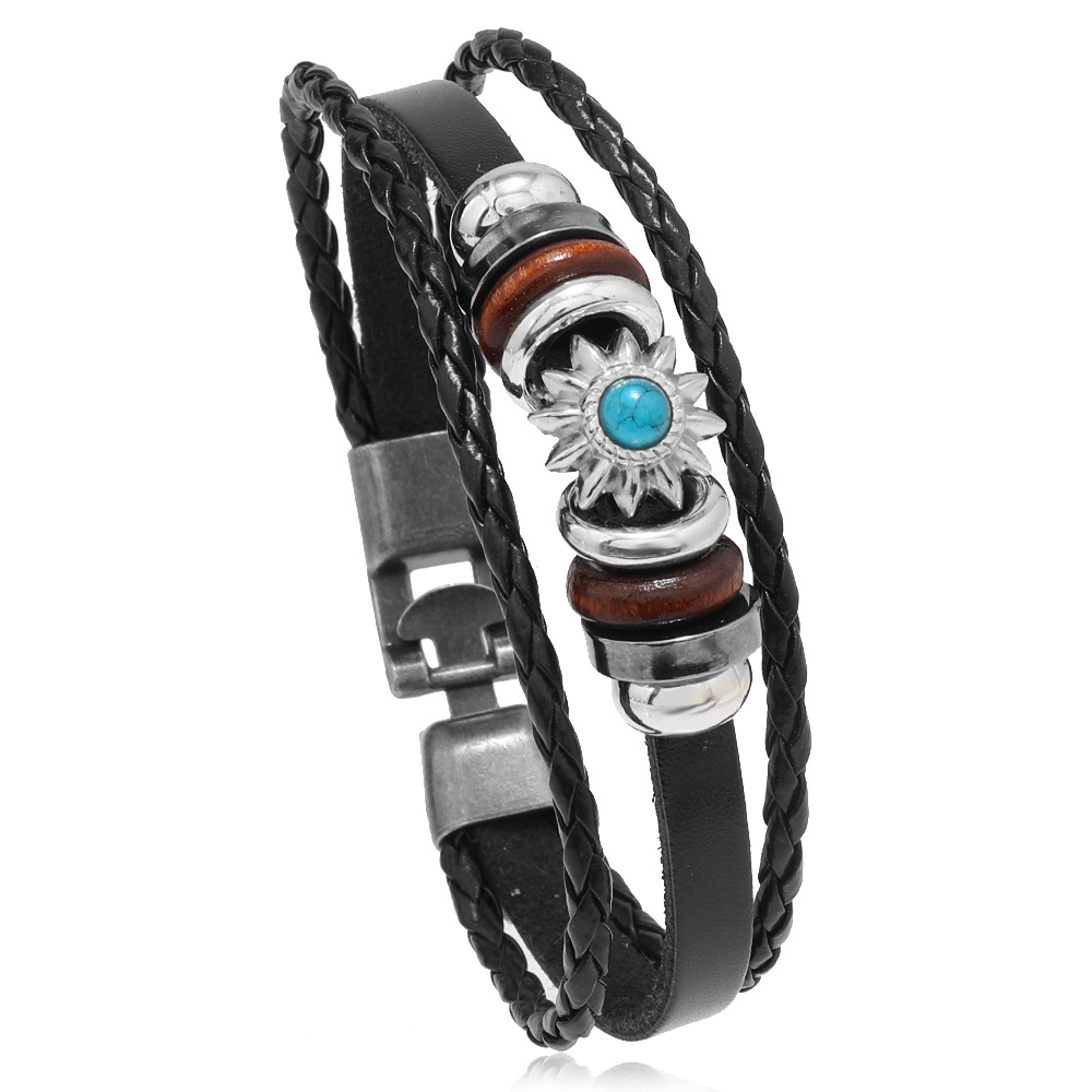 Retro Star Pu Leather Natural Stone Unisex Bracelets display picture 6
