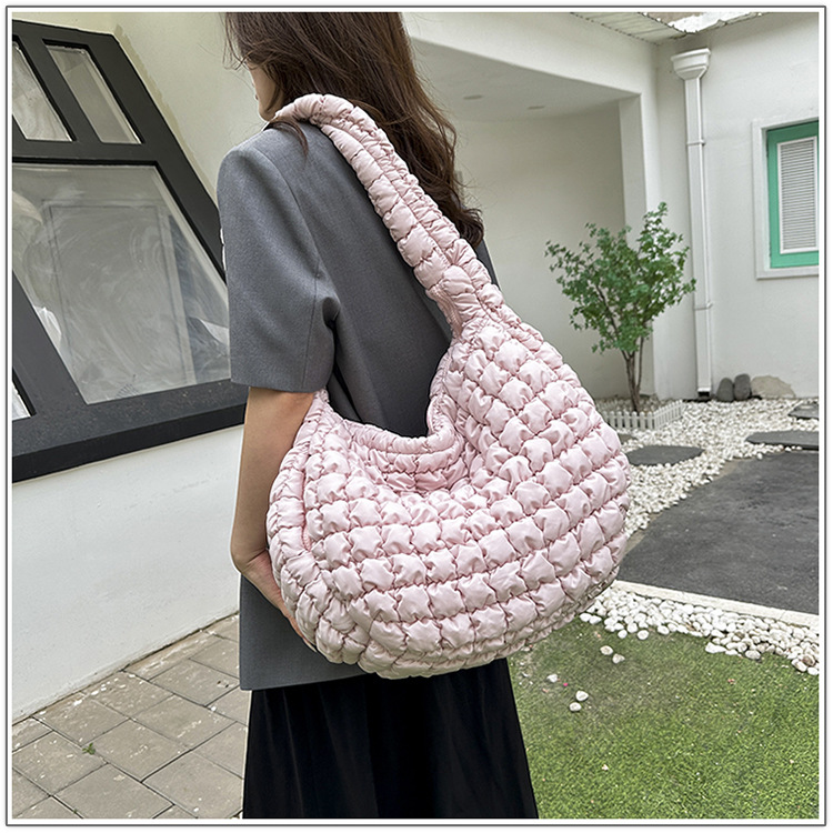 Korean Cloud Bag, Women's Lazy Style Shoulder Bag Pleated Handbag Large Capacity Single Shoulder Casual Bag_voghion.com