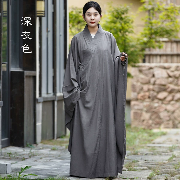 Dark gray wide sleeves Haiqing high-end Doris fabric