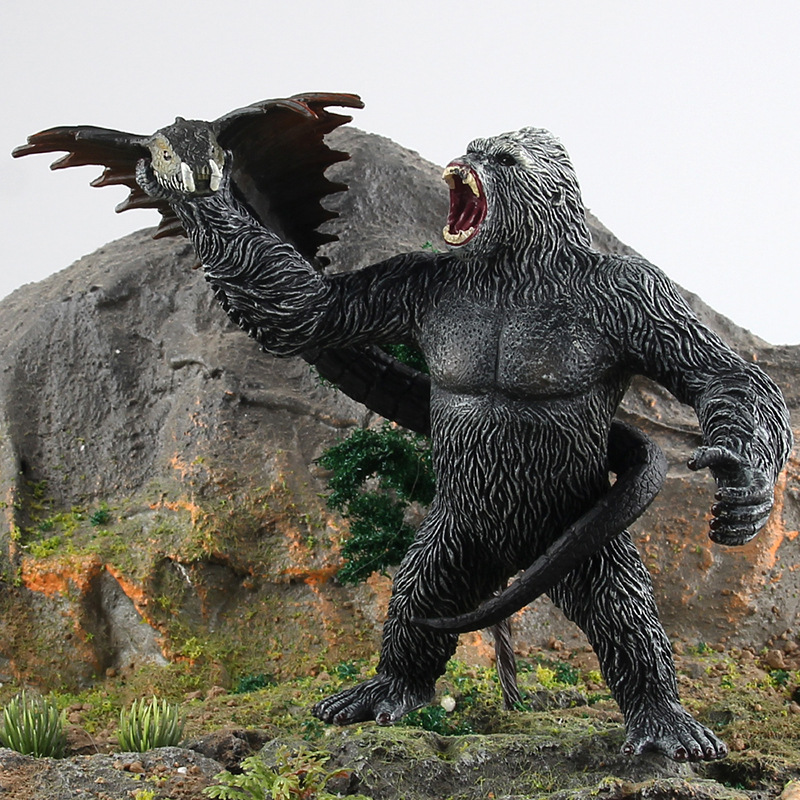 Transfronterizo simulación grande gorila cantando serpiente animal modelo King Kong Python monstruo salvaje sólido escritorio decoración juguete