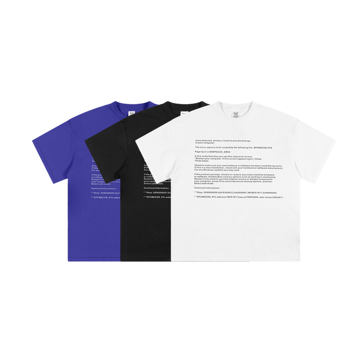 2025 verano marcas de moda estadounidenses adolescentes sueltas moda divertida impresión de pantalla azul camiseta de manga corta para hombres