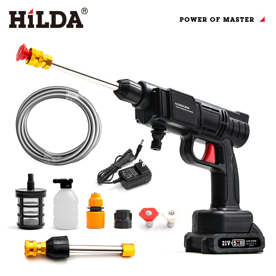 Hilda en stock pistola de agua de alta presión de litio jardín eléctrico riego limpieza vehículo eléctrico herramienta recargable coche lavadora