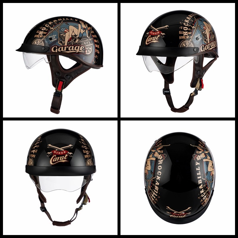 Electric Motorcycle Helmet Retro Half Helmet 3C Certified Fashionable Stylish Summer Sun Protection Cycling Scoop Helmet Factory Direct Sale