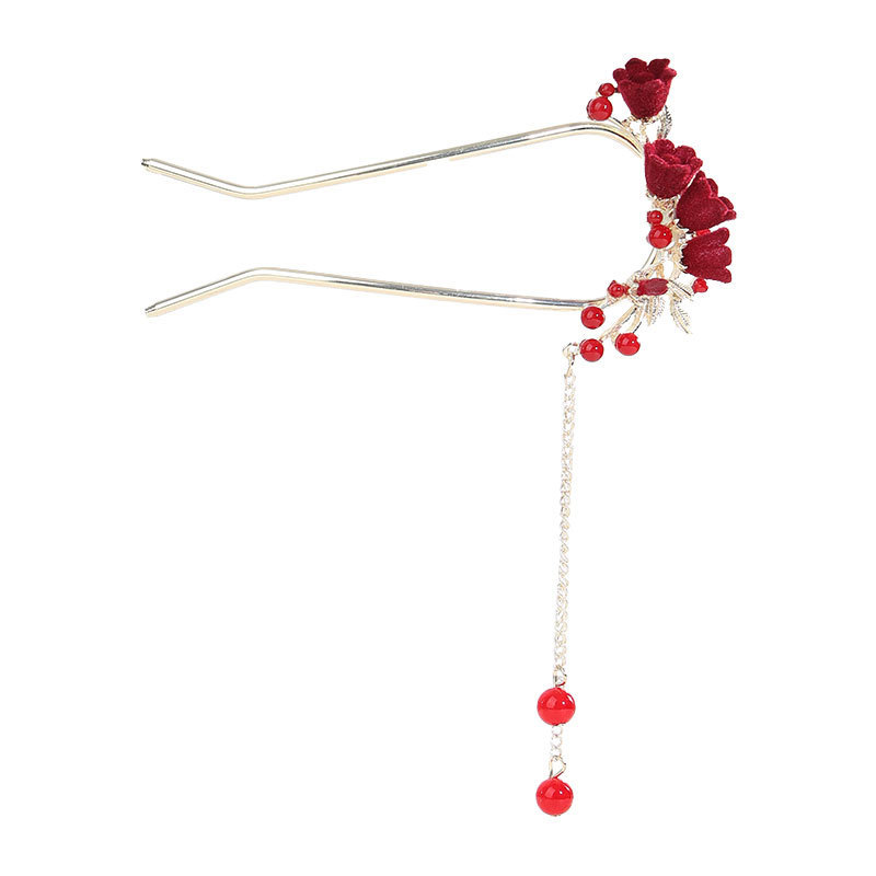 Nueva flor china de terciopelo en forma de U pinzas de cabello para mujeres antiguo de alta sensibilidad pinzas de brilla pinzas de cabello pinzas de cabello pinzas de cabello pinzas de cabello pinzas de Año Nuevo