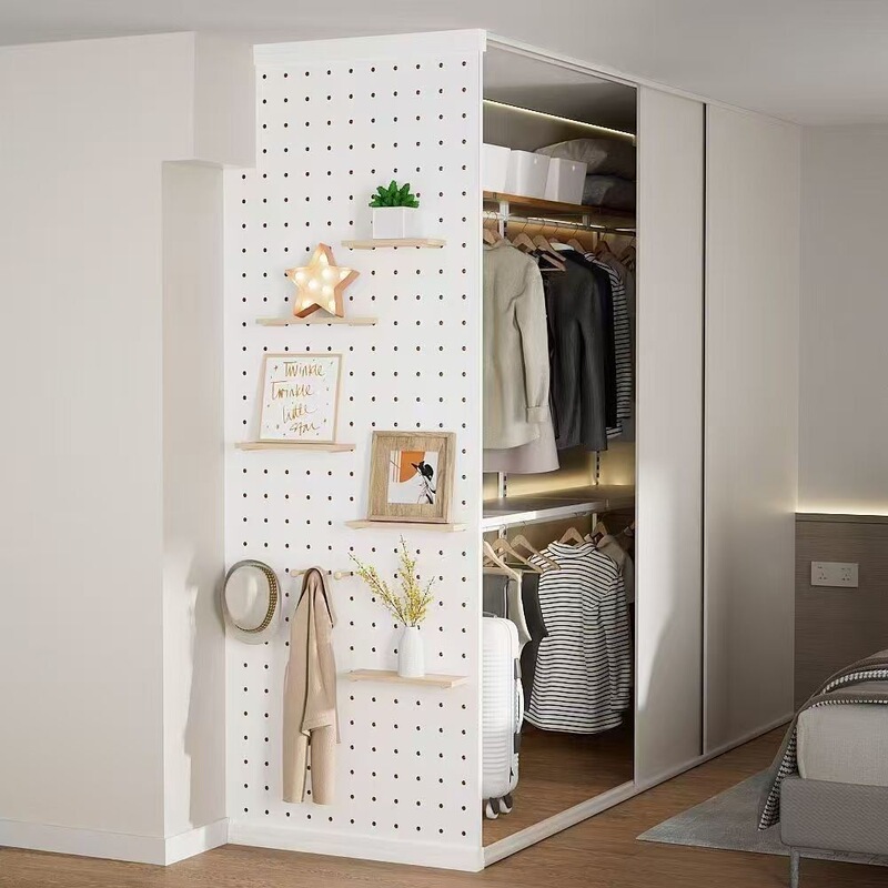 Perforated Board Wardrobe Side Panels with Three-Sided Slots, Screen Partition, Side Wall, Living Room Entryway, Solid Wood Storage Rack Perforated Board Wardrobe Side Panels with Three-Sided Slots, Screen Partition, Side Wall, Living Room Entryway, Solid Wood Storage Rack