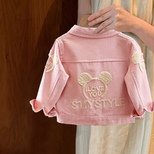 女童牛仔衣春装外套2025春秋蕾丝小猫韩版时髦休闲牛仔外套T20