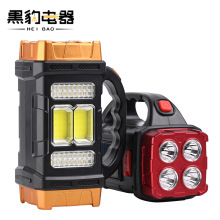 跨境太陽能充電手電筒 戶外家用應急led側燈探照燈強光手提燈批發