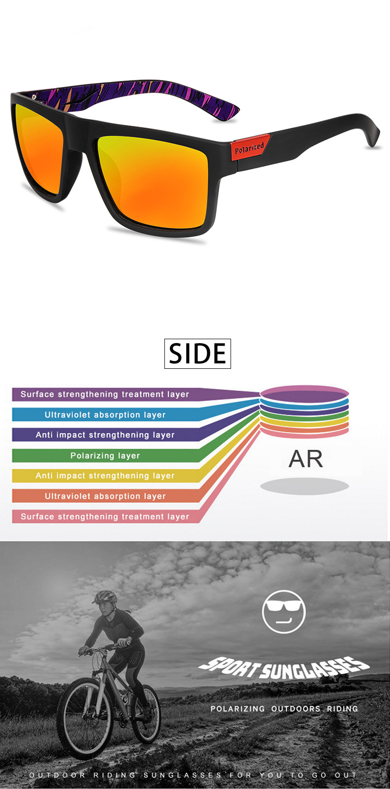 Polarized Night Vision Sports Sunglasses