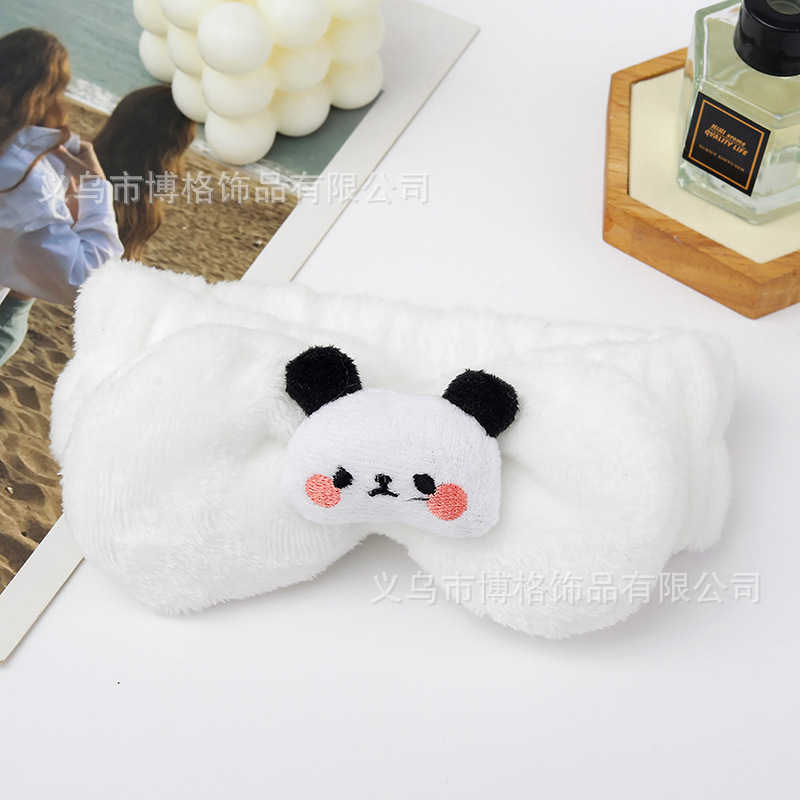 Dibujos animados tridimensional lindo felpa muñeca Panda arco cara lavado banda de pelo ancho borde diadema maquillaje femenino accesorios para el cabello