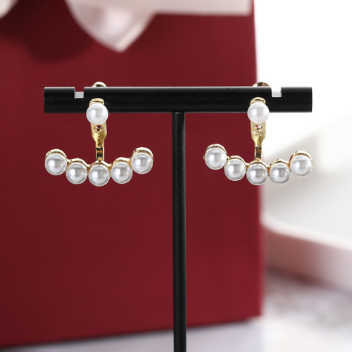 Wang Ziwen's same style back-hanging metal earrings  high-end design earrings niche bean earrings earrings silver