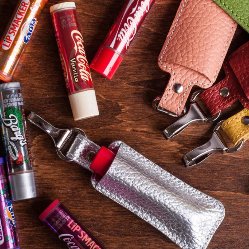 彩色唇膏管皮套唇釉钥匙扣皮套单只口红链小包多色可选