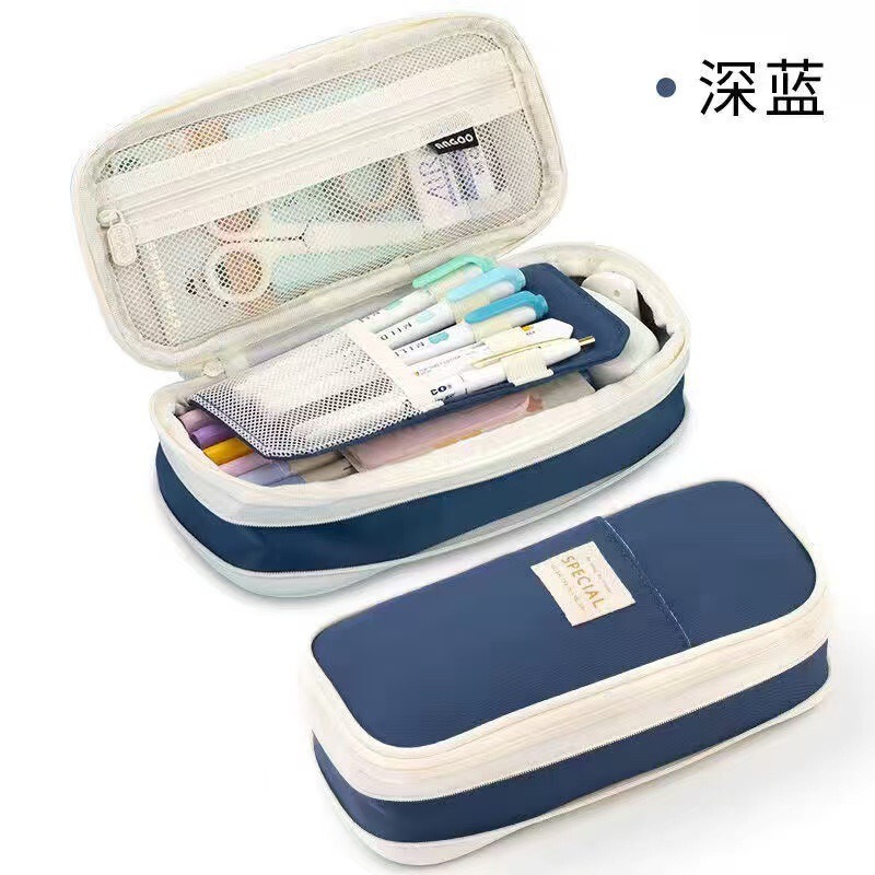 クロスボーダー既製無地大容量筆袋男女兼用多層中学生高校生シンプル筆袋マカロン文具箱|undefined