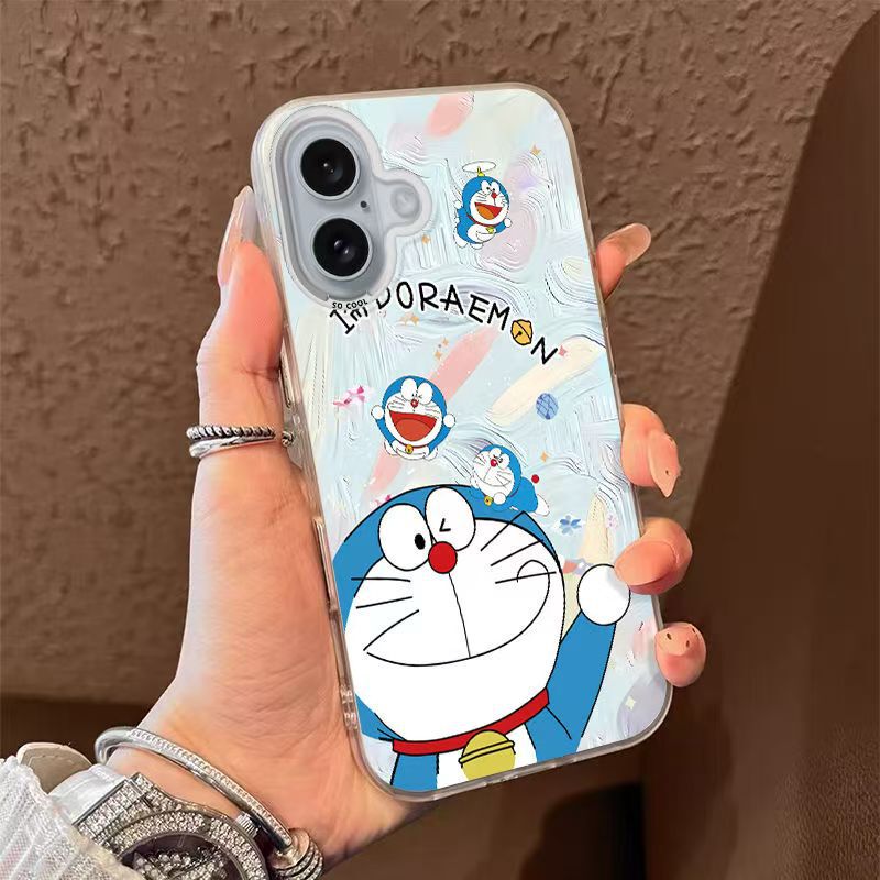 Doraemon Is Suitable for Apple 17 Color Silver Mobile Phone Case 17Pro Frosted 17Max New Plus Anti-Fall 16/15 Explosion