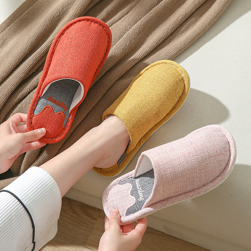 Wholesale new autumn and winter marked Baotou home linen couples indoor floor confinement use men and women anti-slip cotton slippers