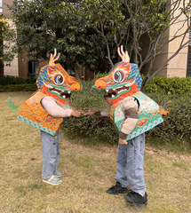 Children's Wearable DIY Cardboard Box Large Dinosaur Tyrannosaurus Lion Model Paper Shell Making Brain Teaser Toy