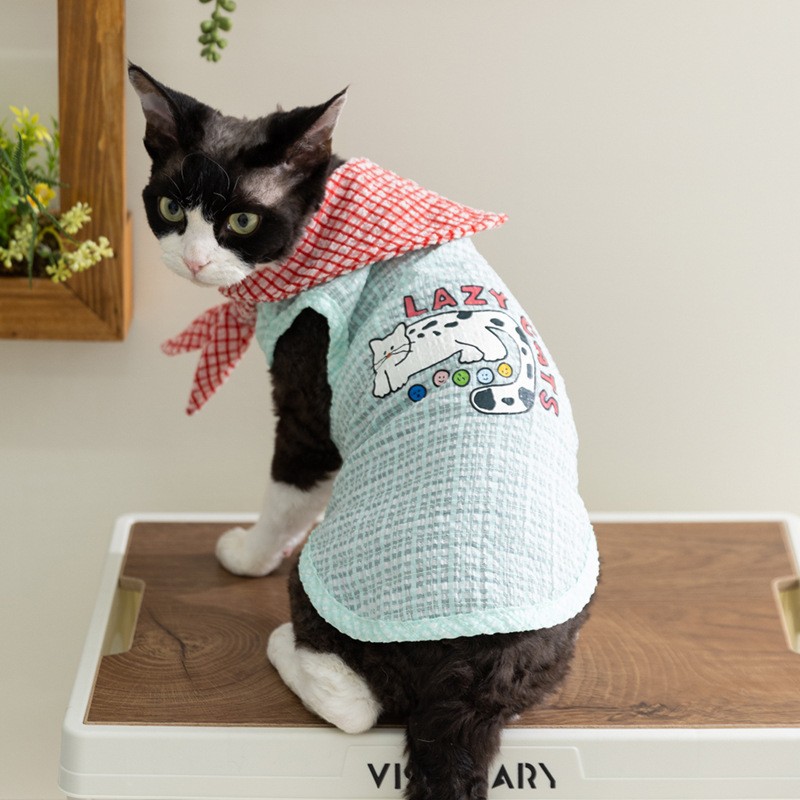 Primavera y verano lindos gatos rayos de dos patas falda sin pelo gato chaleco pareja vestido vestido vestido de gato mascota ropa de gato