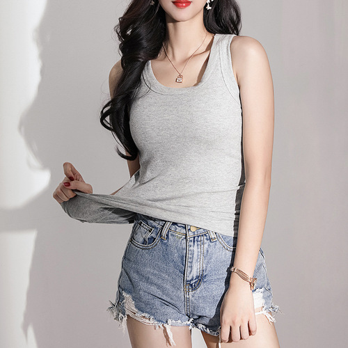 Threaded knitted camisole women's summer outer wear  new bottoming inner layer slim sleeveless top and small shirt