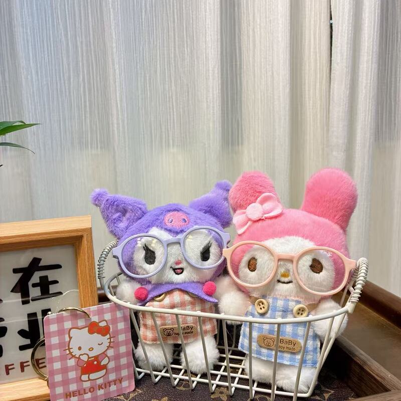 小厨娘库洛米三丽欧钥匙扣眼镜创意凯特猫美乐蒂毛绒公仔书包挂饰|undefined