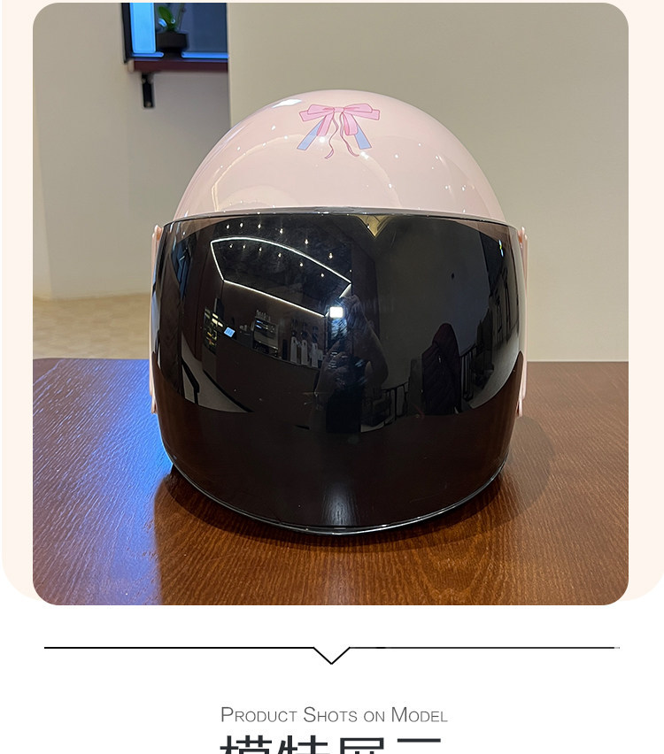 2026 National Standard 3C Certified Electric Vehicle Helmet for Women, Cute Bowknot, All-Season Windproof and Sunscreen Motorcycle Safety Helmet