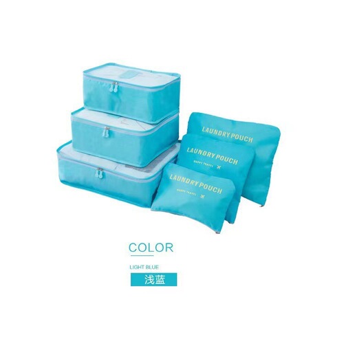 Travel Bag Small 6-Piece Set Oxford Cloth Underwear Bra Organizer Bag Shoe Organizer Bag Six-Piece Set Amazon Cross