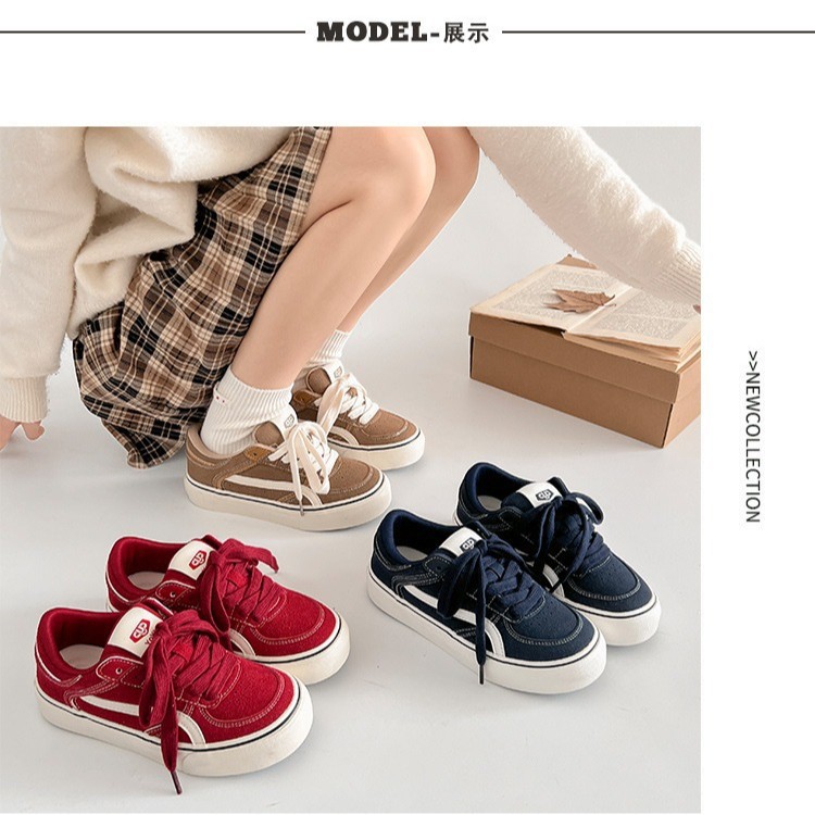 Zapatos de lona de ondas distantes para mujeres 2025 otoño nuevo cordón versátil zapatos de skate retro estudiantes zapatos deportivos casuales de mujer
