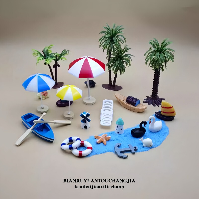 Mini Boat Paddle Beach Chair Sun Umbrella Swimming Ring DIY Mediterranean Beach Landscaping Ornaments Micro Landscape Ornaments